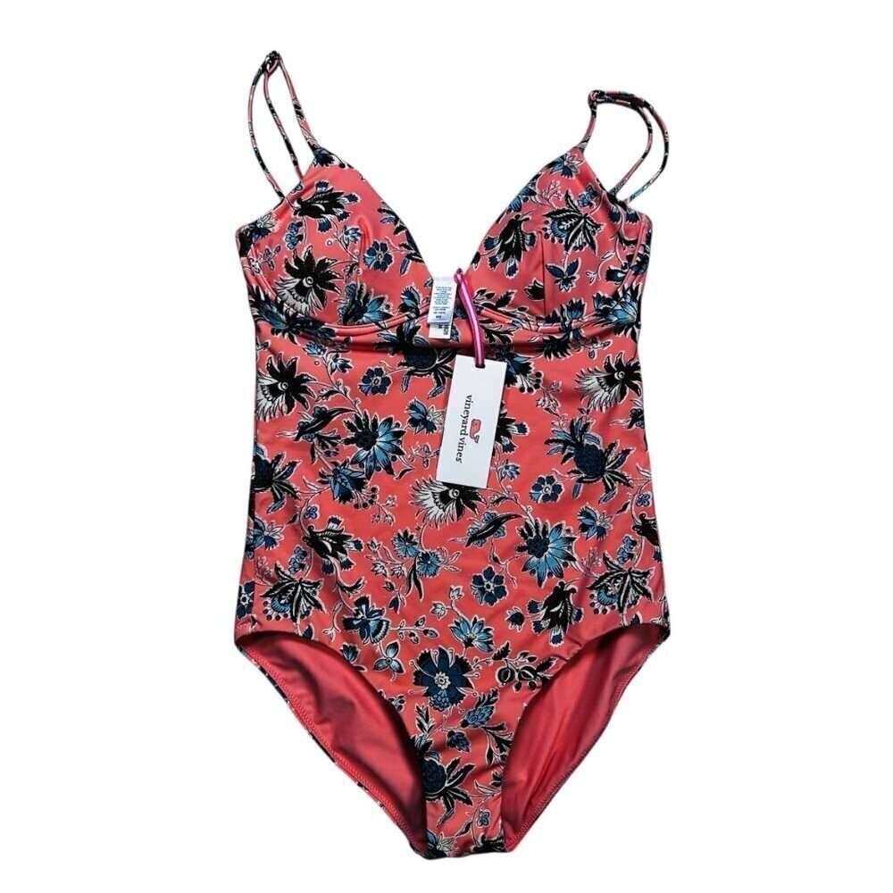 Vineyard Vines Wellfleet Underwire XXS UPF 50 One Piece Swimsuit Pink Floral Pre